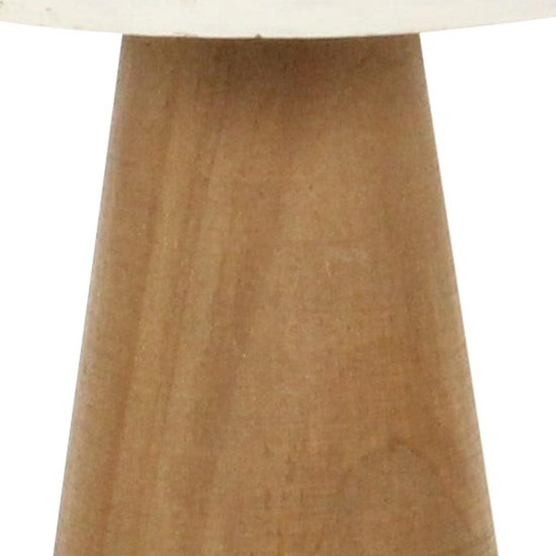 Sculpture de table 7 po champignon brun et blanc en bois peint à la main