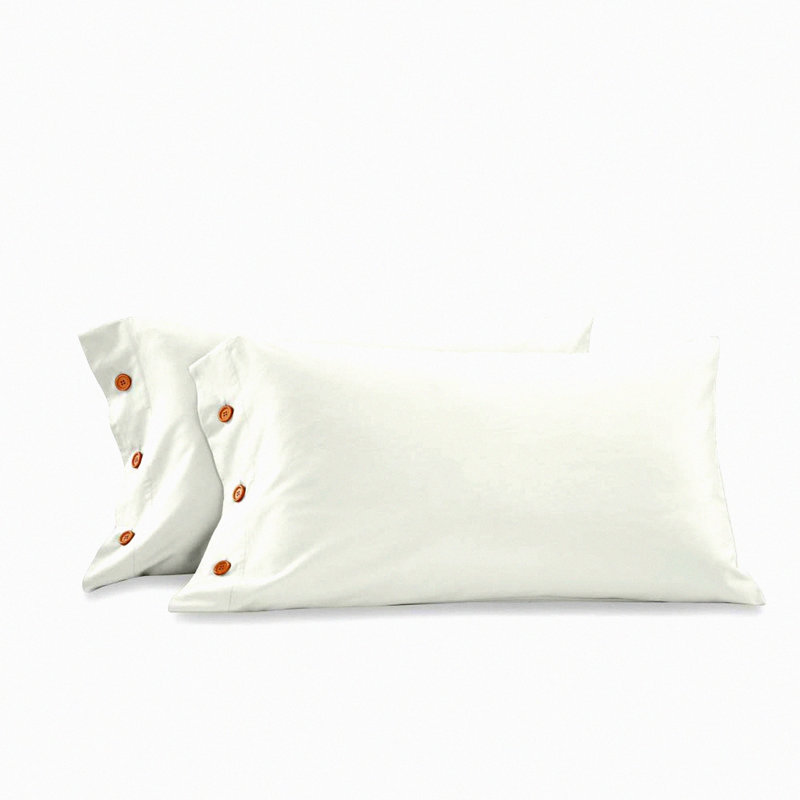 Luxury Cotton Dream Pillowcase Set - 600 Thread Count, 100% Long Staple Cotton, Soft & Silky Bed Pillow Cover, French Design, Ivory - Standard Size, Set of 2