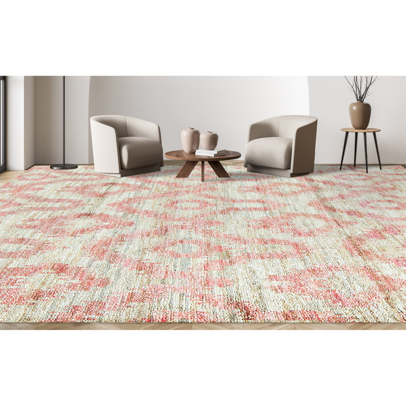 Hand-Knotted High-Quality Rust and Beige Area Rug