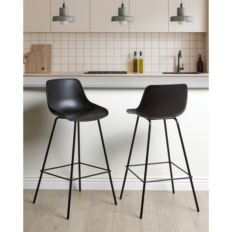 Bluffdale Counter Stool with Metal Frame, Black