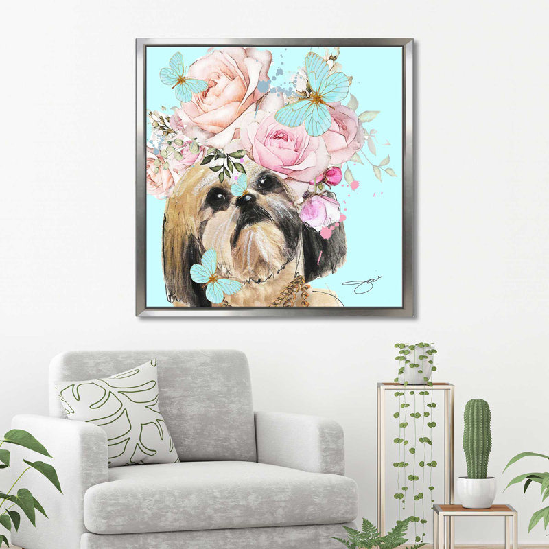 Fleur Shih Tzu (carré) par Antonyus Bunjamin (Abe) - impression sur verre, H 31,5 po x l 31,5 po x P 2 po