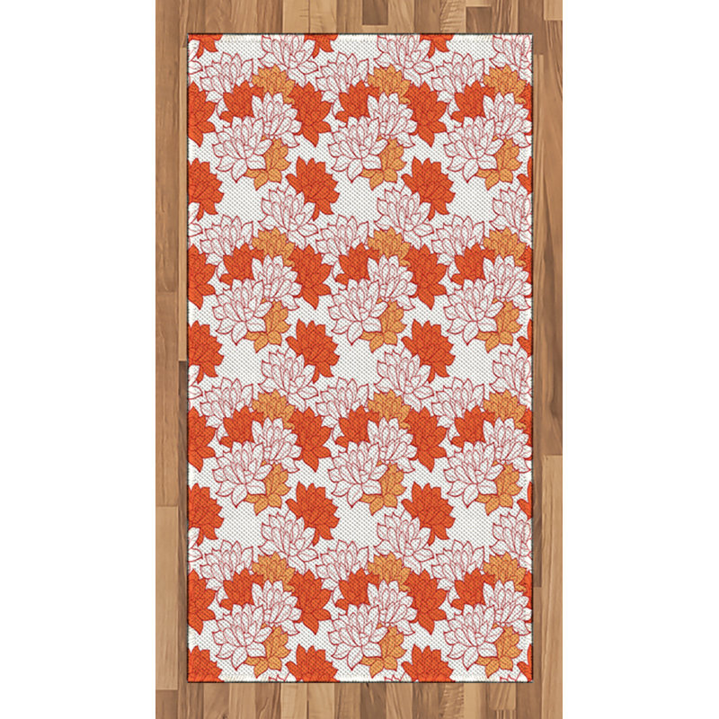 Orange High Density Long Fiber Poly Threads Decorative Area Rug Carpet, Rectangle 2'7" x 5'