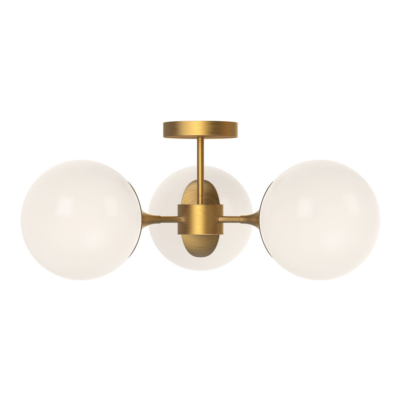 Nouveau 3 - Light Semi Flush Mount, Aged Gold