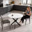 35.5“ Round Sintered Stone Dining Table With Metal X-base – Modern Kitchen & Small Space Round Dining Table-2147426103