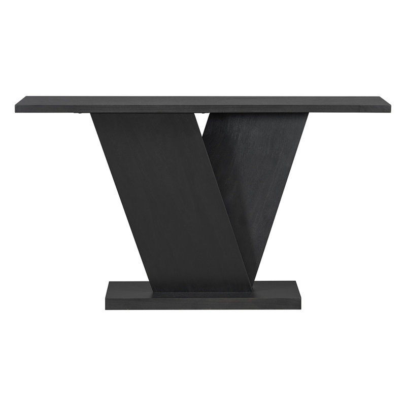 Mirod Console Table With Natural Wood Veneer,V-Base Design For Classic Versatility ,Perfect For Displaying Your Favorite Items, Easy Assembly