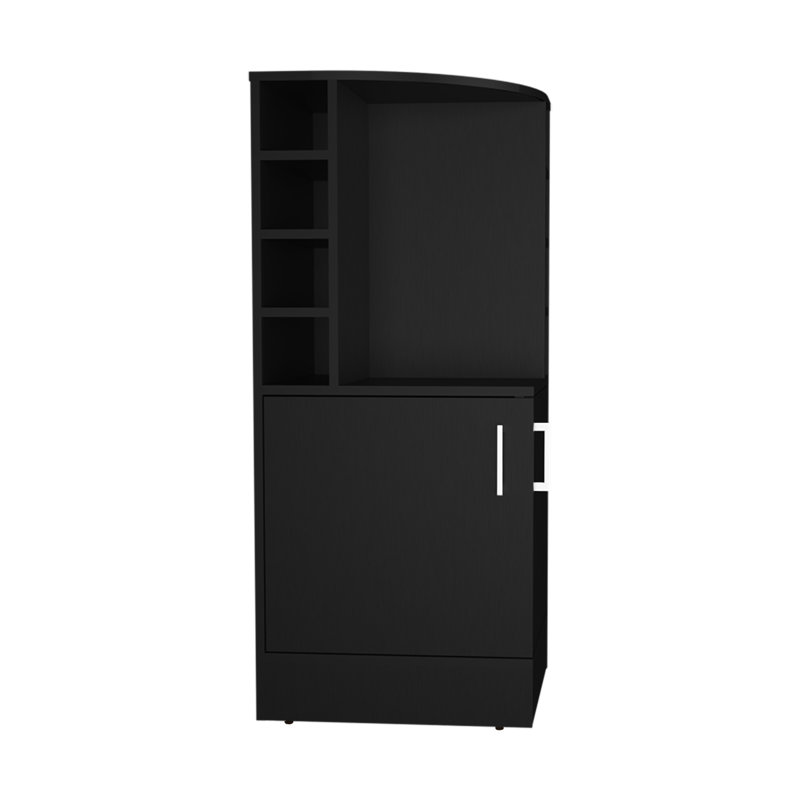42" Tall Corner Bar Cabinet, Black - 8 Bottles , Double Door Storage Modern Home Decor 43" Cabinet Wine Bottle Smart, Black