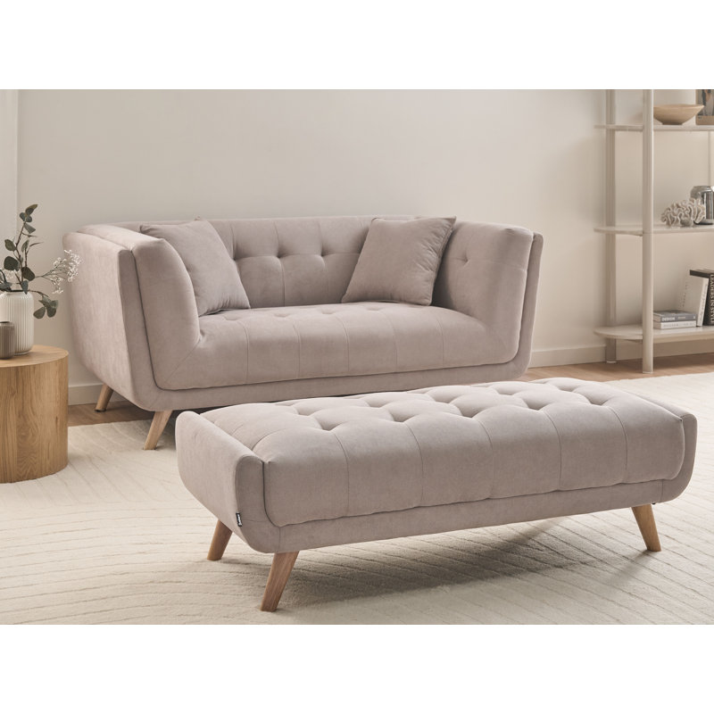 Temira 2 Piece Fabric Living Room Set, Beige