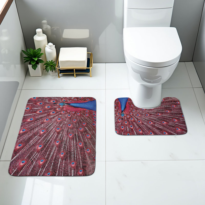  Tapis de salle de bain bourgogne bourgogne 2 pièces