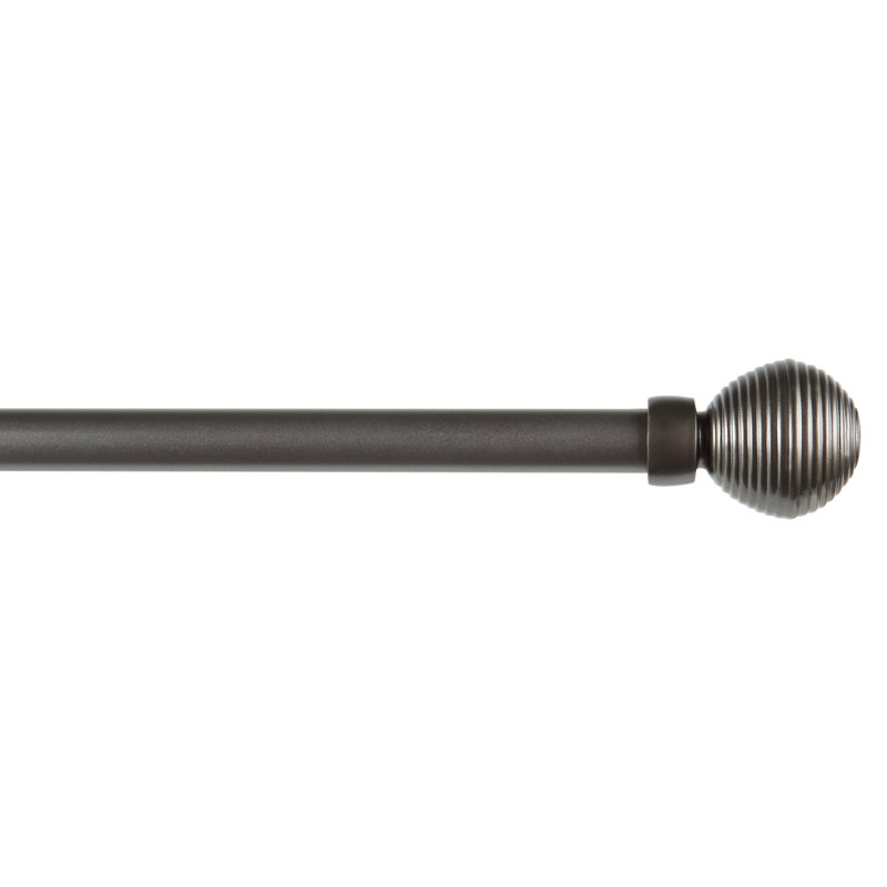 Grijalva Adjustable 1" Single Curtain Rod, 36" - 72", Gunmetal