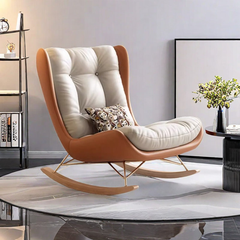 Chaise berçante en tissu Light Luxury Technology, Orange/Blanc