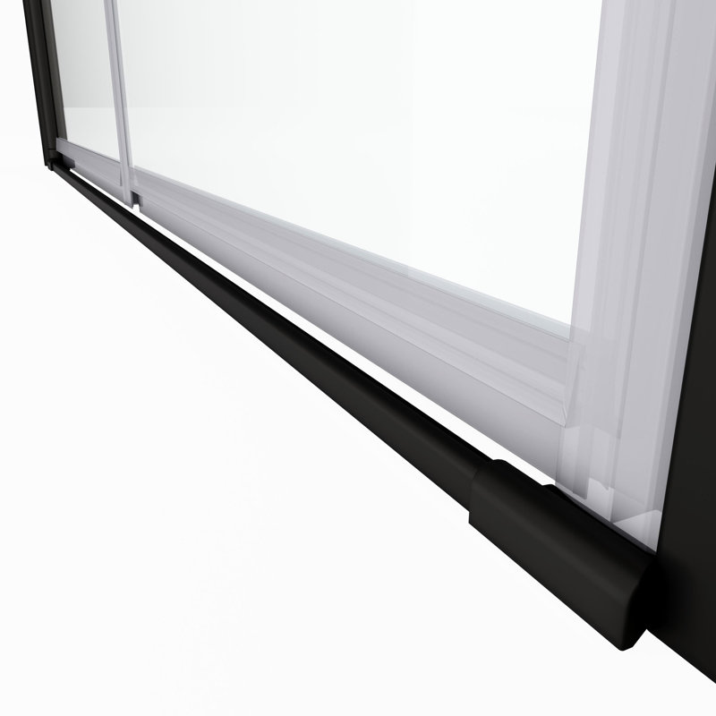 Tempered Clear Glass Pivot Shower Door - Matte Black For Bathroom With Leak 1/4"