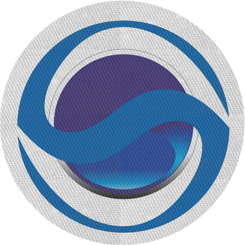 Tapis rose/bleu à motifs, Rond 3 pi