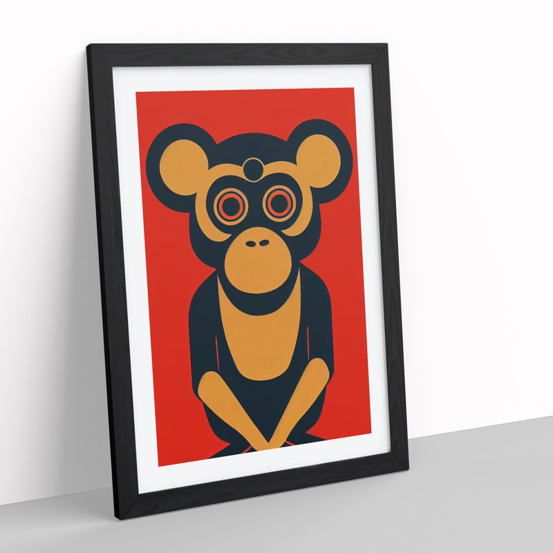 Monkey in Abstract No.2 - Wall Art, Black, 64cm H x 46cm W x 2cm D