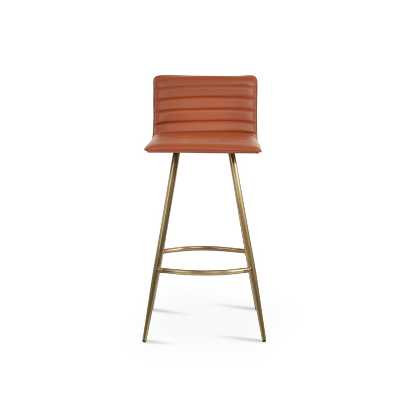 Tabouret de bar et de comptoir Corona, Cannelle, Laiton, Tabouret de comptoir (siège d'une hauteur de 25 p