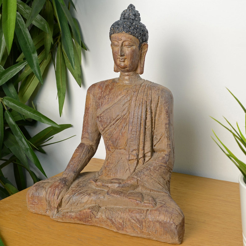Lynch BUDDHA SITTING 29cm Carved Wood Effect