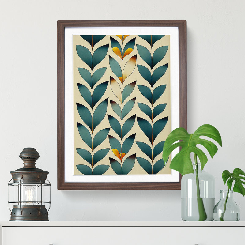 A Bewitching Leaves - Wall Art, 36cm H x 27cm W, Walnut Framed Paper