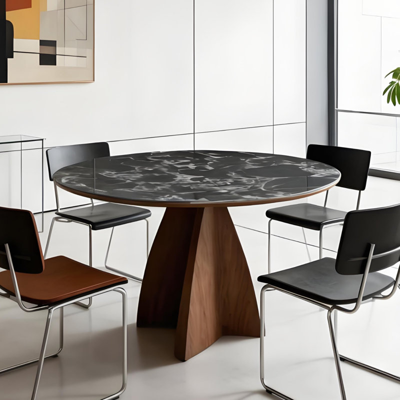 Delone Round Dining Table, Black