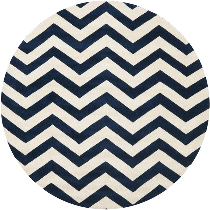 Chatham Hand Tufted Wool Chevron Rug, Round 7'