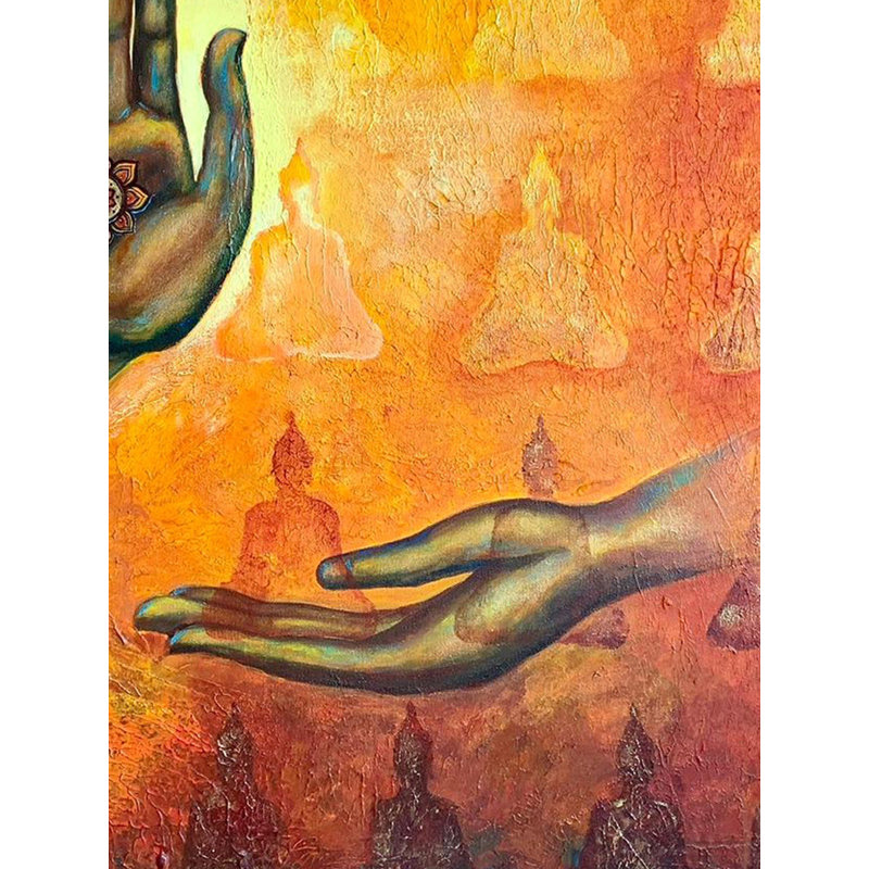 Abhaya Mudra, art acrylique sur toile | Par Anukta Mukherjee Ghosh