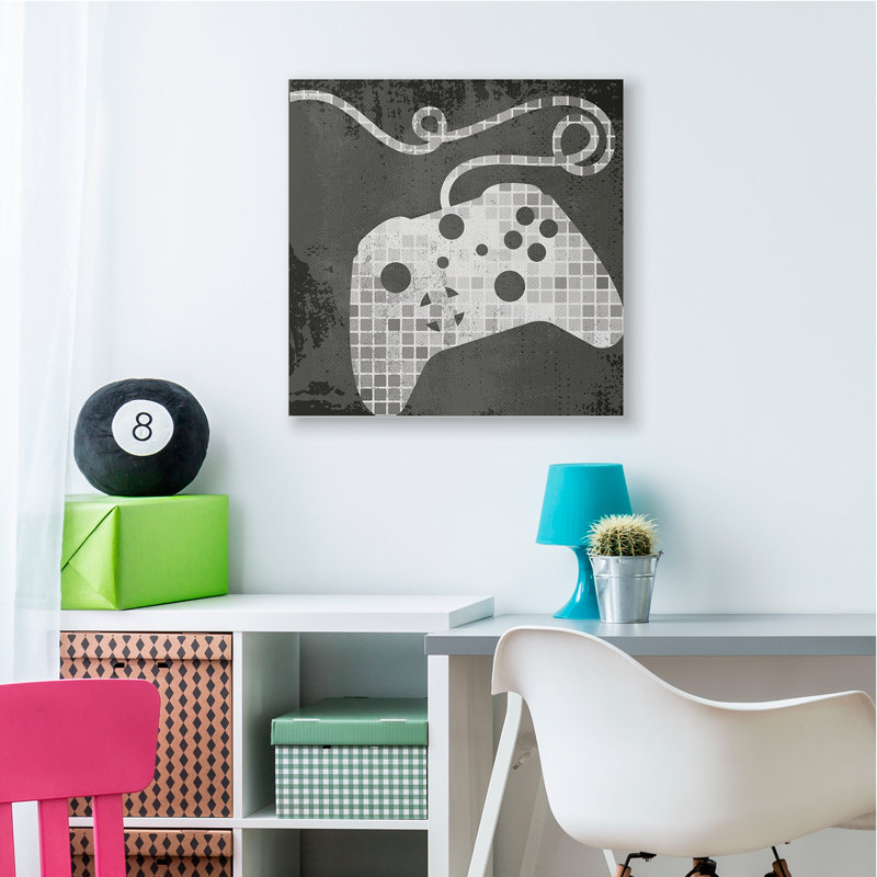 " Video Game Controller Outline Geometric Square Pattern ", Wrapped Canvas, 36" H x 36" W 