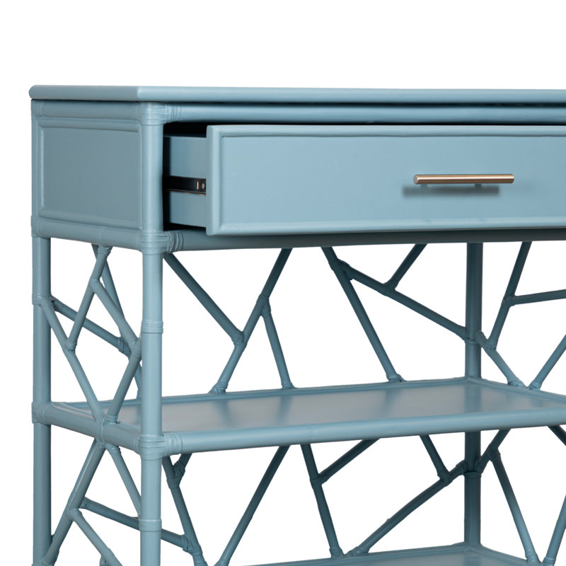 End Table with Storage, Pool Blue
