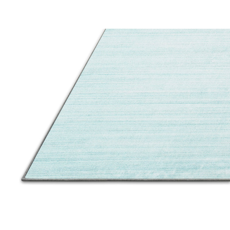 Tapis bleu ciel contemporain, Rectangle 5 pi x 7 pi
