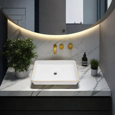 Lavabo de salle de bain rectangulaire en céramique 14 po APRESSHUI