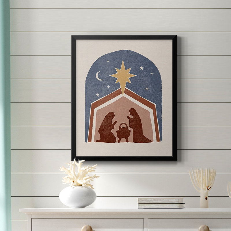 Boho Nativité I, toile encadrée de qualité supérieure - prête à être accrochée, H 20 po x l 16 po, Noir