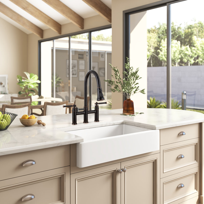 Pull Down Bridge Faucet With Accessories, Oil Rubbed Bronze
