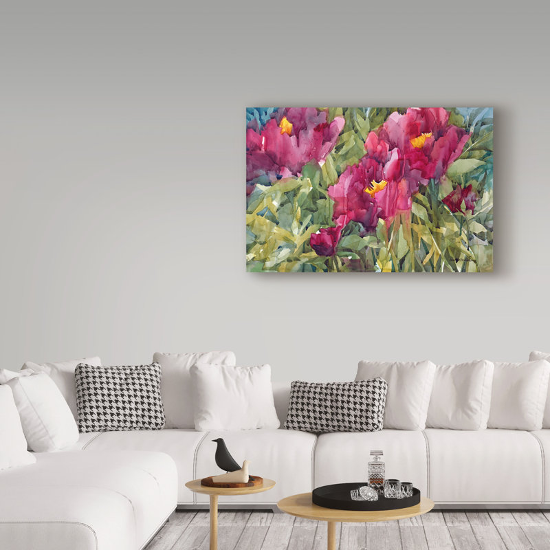 «Burgeoning Blossoms» par Mattox, reproduction d'aquarelle sur toile tendue, H 22 po x l 32 po x P 2 po