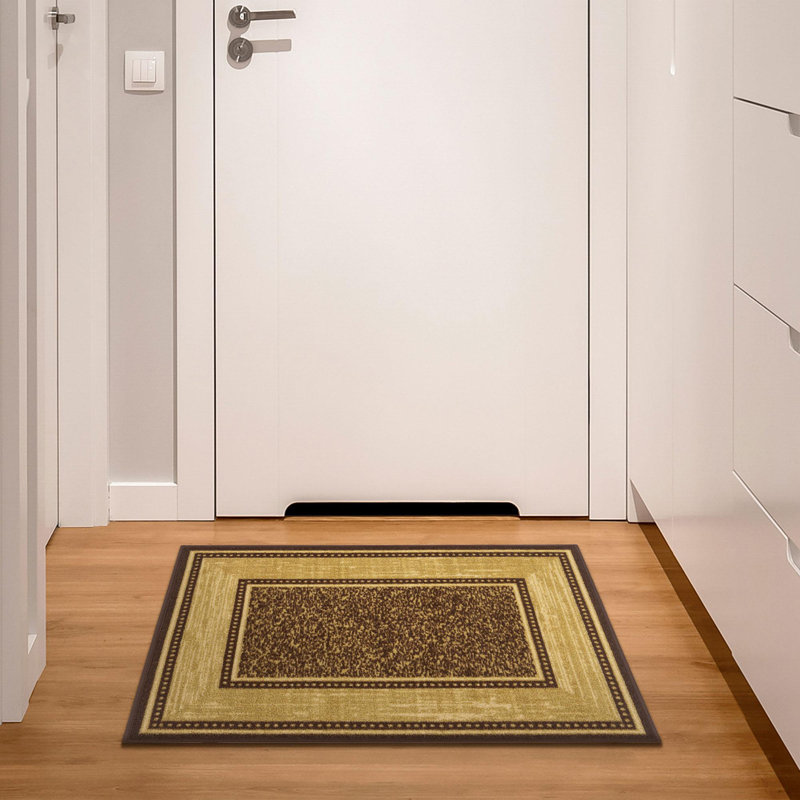 Easy Care Non-Slip Border Design Area Rug For Living Room, Hallway Rug, Rectangle 2'3" x 3'