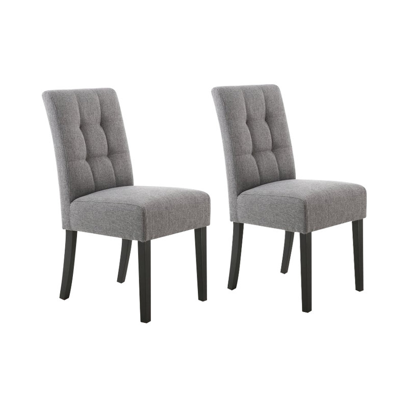 Richland 49cm H Tufted Polyester Blend Upholstered Side Chair, Black, Steel Grey Linen Effect