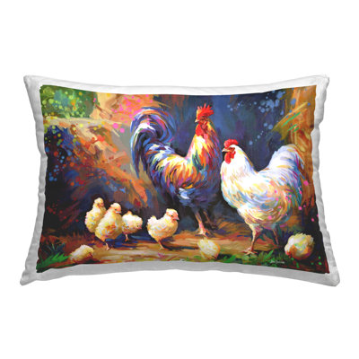 Chicken Family Paint Splatter Decorative Printed Throw Pillow Design by Leon Devenice