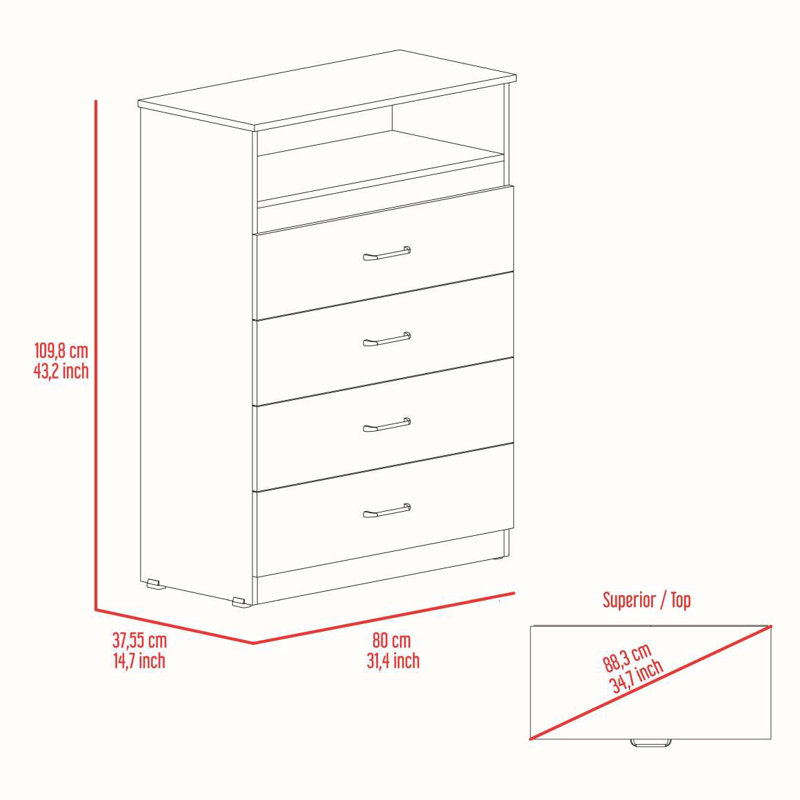 Midval 2-Piece Bedroom Set, Armoire + Dresser, White