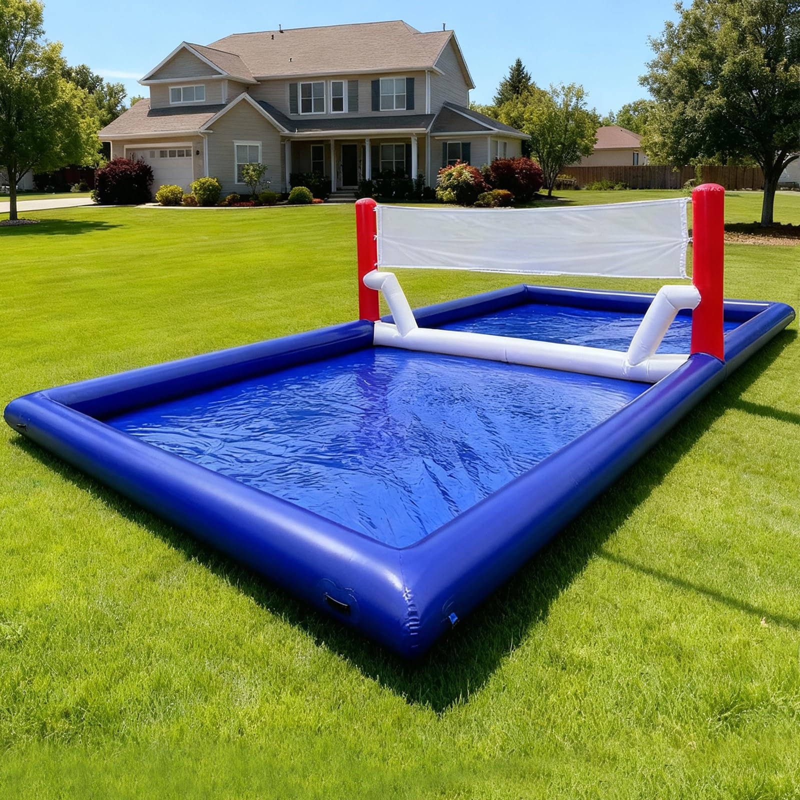 GR8FUN Inflatable 30Ft Volleyball Court with Air Pump & Volleyball ...