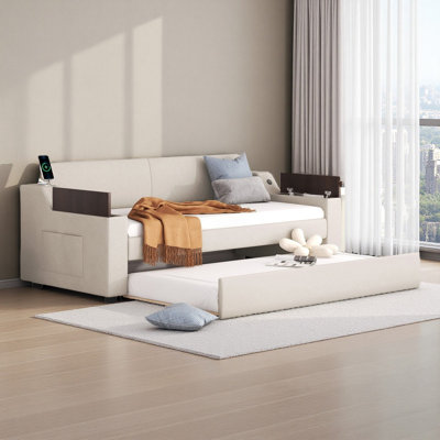 Lit de jour simple avec rangement et lit gigogne