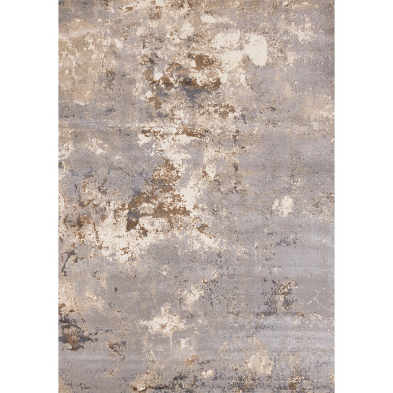 Tapis gris à poils courts Margie, Rectangle 5 pi 3 po x 7 pi 7 po