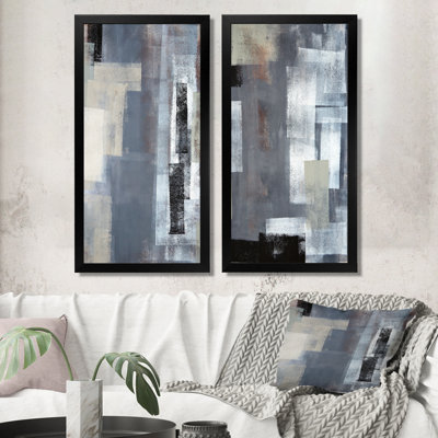 " Brown Meets Gray Abstract Art IV " 2 - Pieces