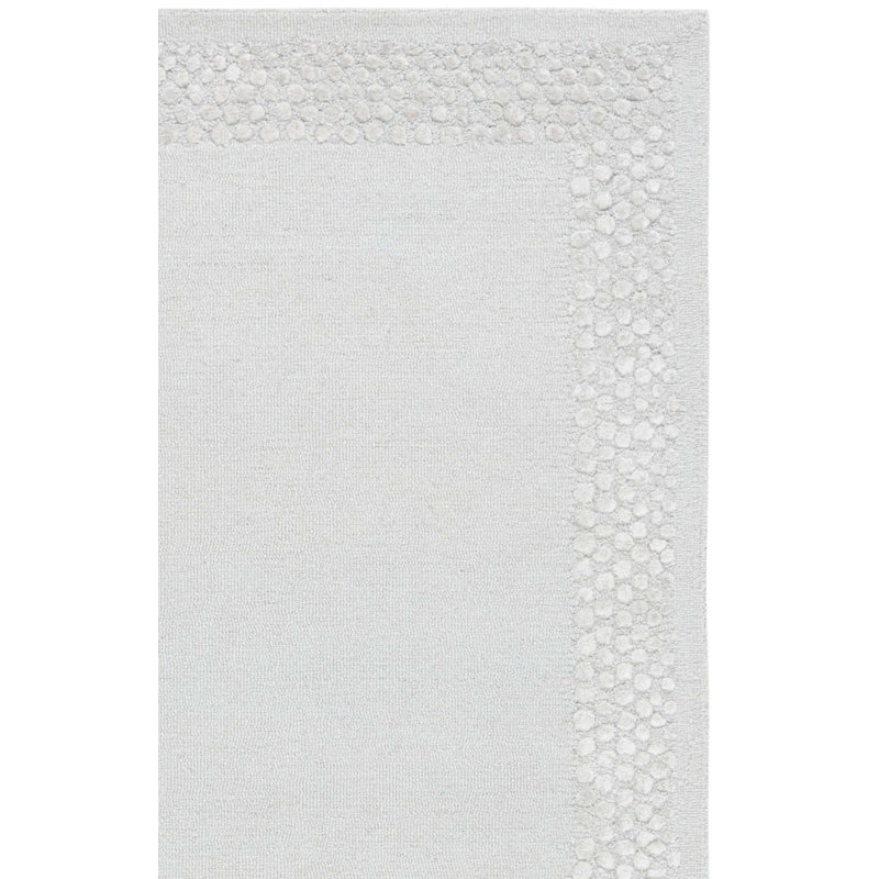 Tapis gris clair en laine, viscose et coton touffeté à la main, Carré 6 pi