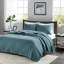 Courtepointe réversible bleu sarcelle pour lit simple / simple TG - Microfibre, rembourrage en coton, une literie enchanteresse réversible, rembourrée et confortable-120276126-120276130