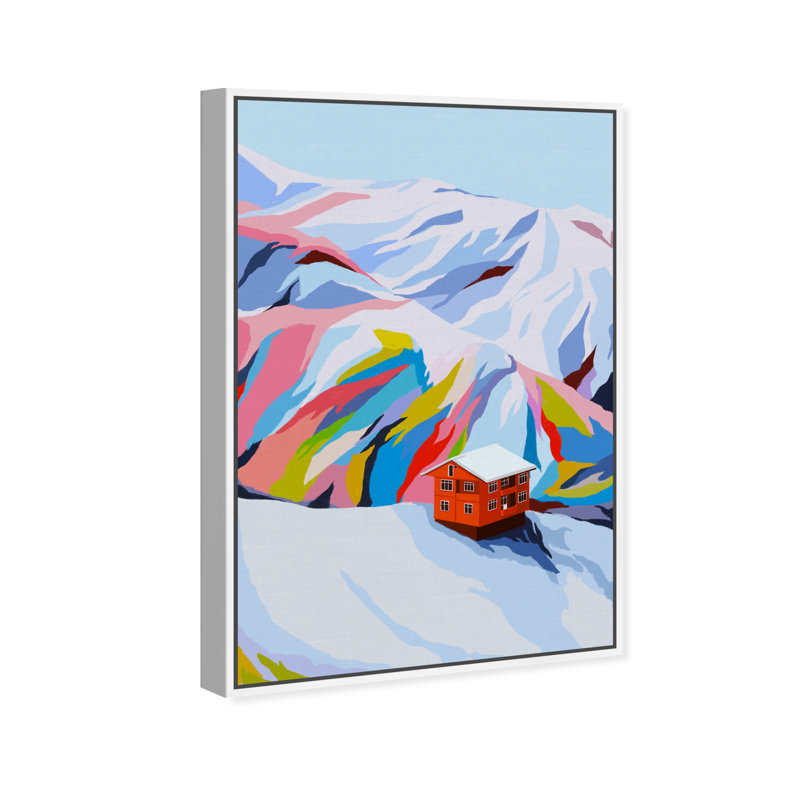 «Colorful Ski Village», reproduction d'impression sur toile, Toile blanche encadrée, H 36 po x l 24 po