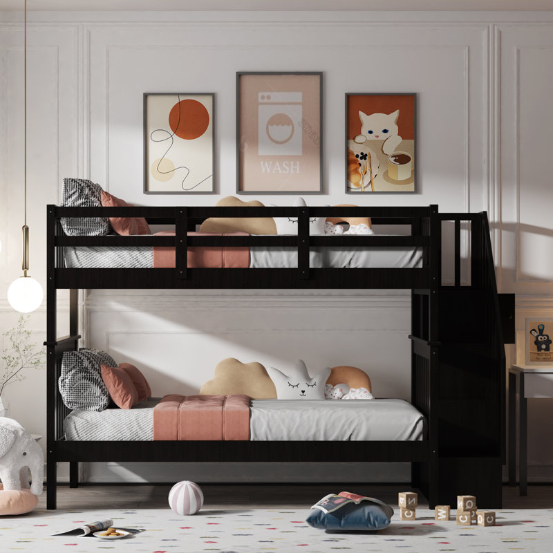Fadıl Twin Over Twin Standard Bunk Bed by Harriet Bee, Espresso