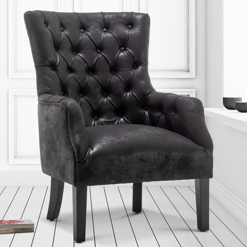 Sarno 70Cm Wide Tufted Accent High Back Wingback Chair, Black
