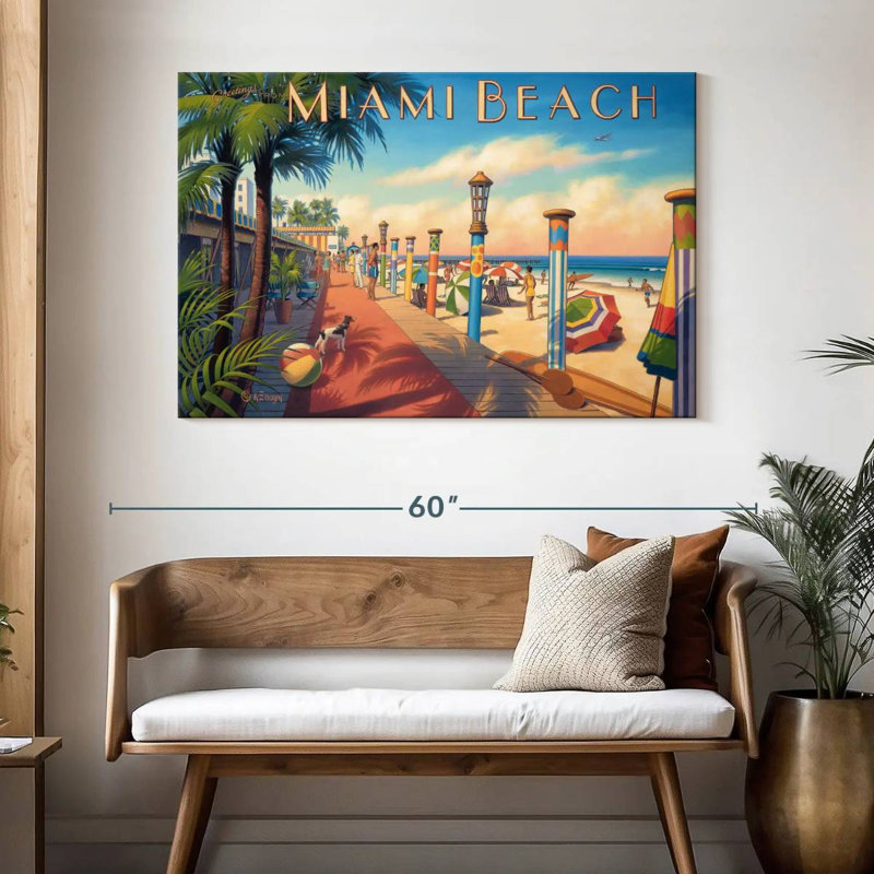 Ravi, salutations de Miami Beach, H 32 po x l 48 po