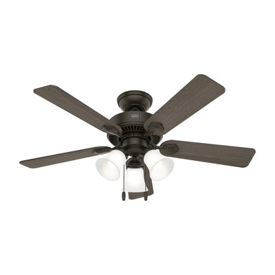 44" Swanson ENERGY STAR® 5-Blade Standard Ceiling Fan with Pull Chain and LED Light Kit Included