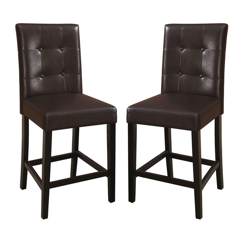 Chaises contemporaines à hauteur de comptoir brun, dossier à manger de 2 sièges modernes,
