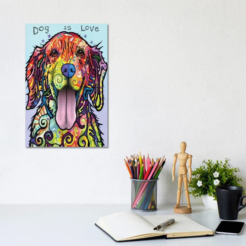 Dog Is Love by Dean Russo - Print on Canvas, 20.32 cm H x 30.48 cm W, Wrapped Canvas