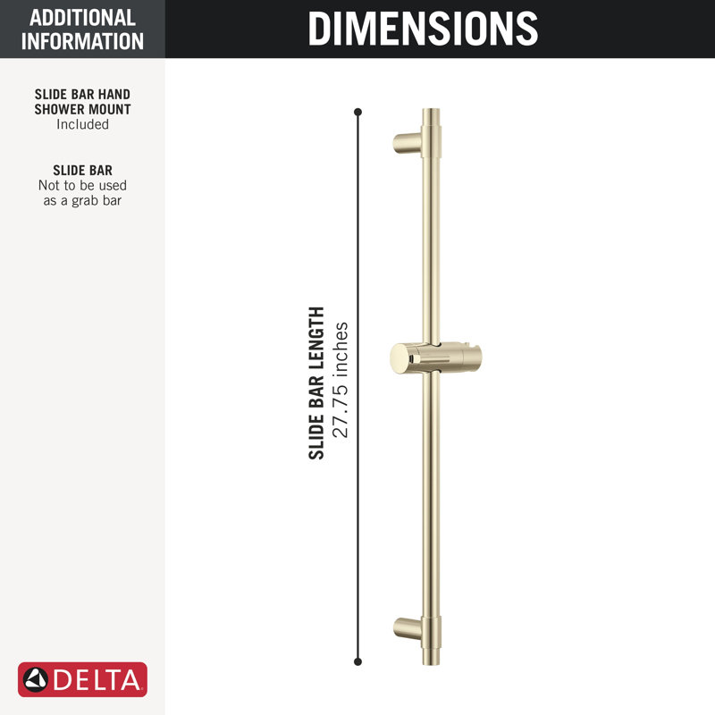 Delta 24-inch Adjustable Shower Slide Bar Polished Nickel, Lumicoat® Polished Nickel