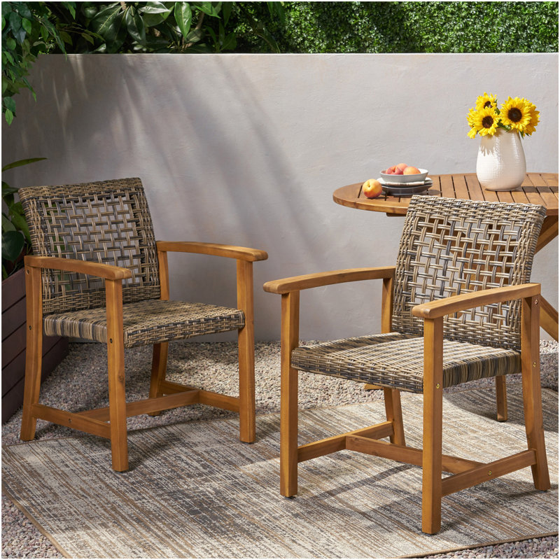Hampton Wood And Wicker Dining Chair (Set Of 2), Natural, Brown