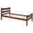 Walnut Wood Platform Bed With Headboard And Tenacious Slat Support For Twin Size Headboard, Color Steady Foundation